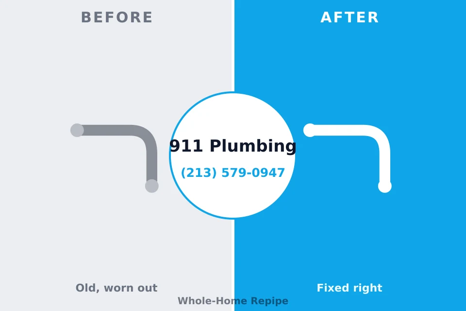 Before and after: plumbing repair Country Club, FL